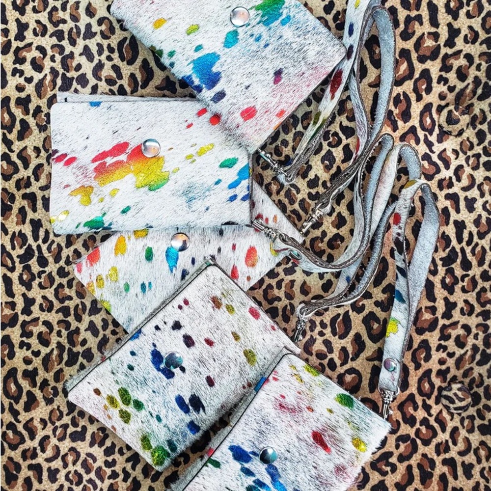 Woman’s Wristlet cowgirl real cow skin Pouch